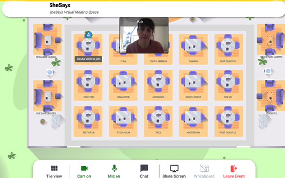 SheSays virtual meetings rooms on REMO
